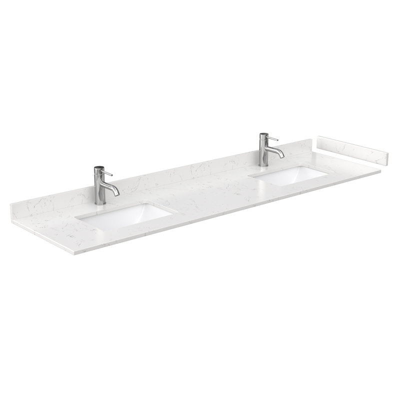 Maroni 80'' Light Straw Double Freestanding Vanity with Carrara Marble Top