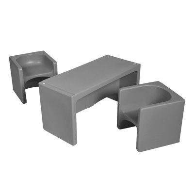 ECR4Kids Tri-Me Table and Cube Chair Set, Multipurpose Furniture,3-Piece -  ELR-14410-DG