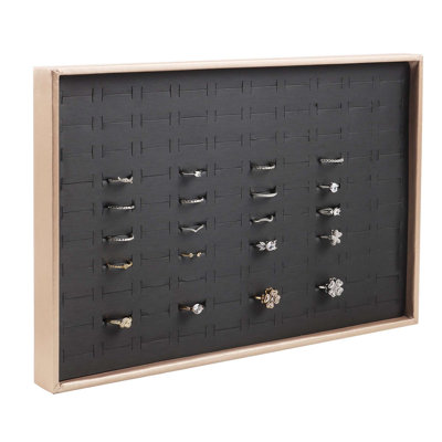 100 Slots Jewellery Ring Organizer Tray Display Case with Lid