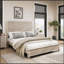 Structure de lit plateforme robuste avec tête de lit haute, aucun sommier nécessaire pour un sommeil confortable.-500114491-500114485