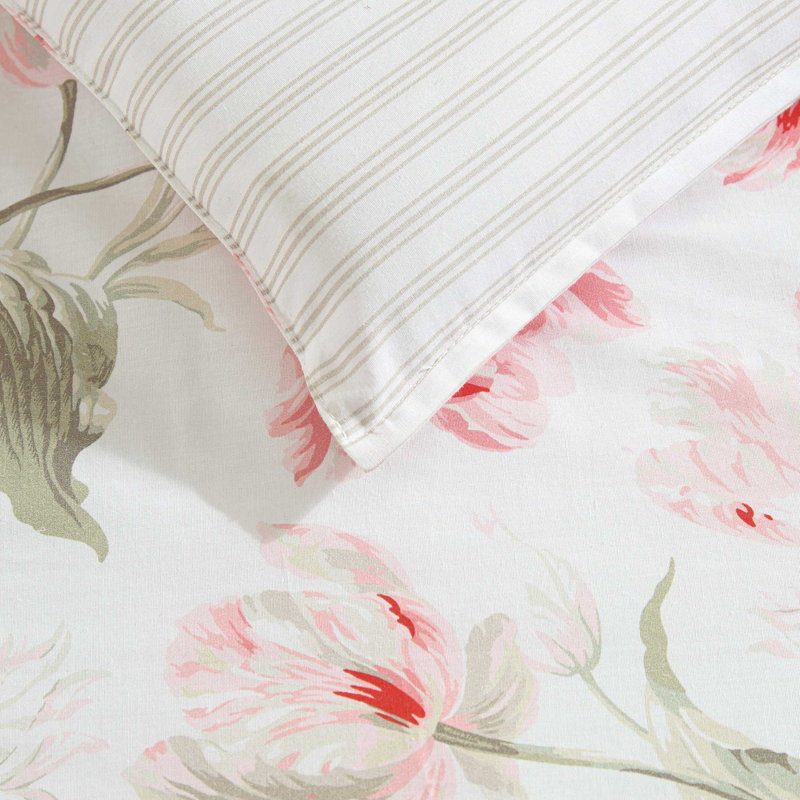 Laura Ashley Gosford Cotton Reversible Pink Comforter Bonus Set, Twin Comforter + 4 Additional Pieces