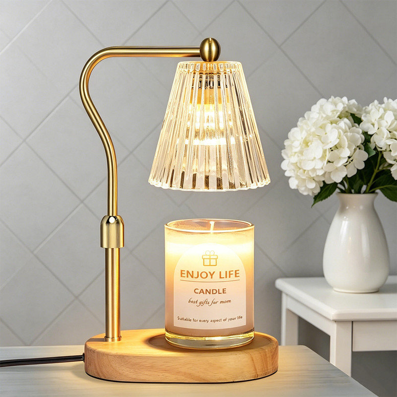 Vintage Glow Candle Warmer: Height-Adjustable Electric Jar Lamp With Timer & Dimmer – Premium Flameless Wax Warmer – Cozy Room Decor Housewarming Gift (Amber)