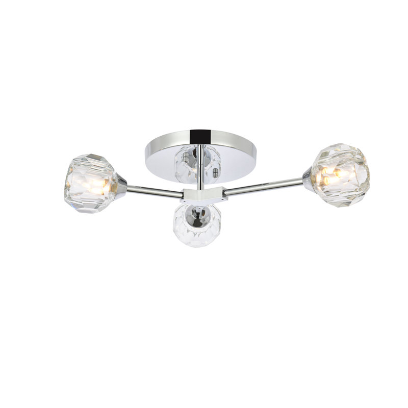 Plafonnier encastré en cristal Halfon, Chrome