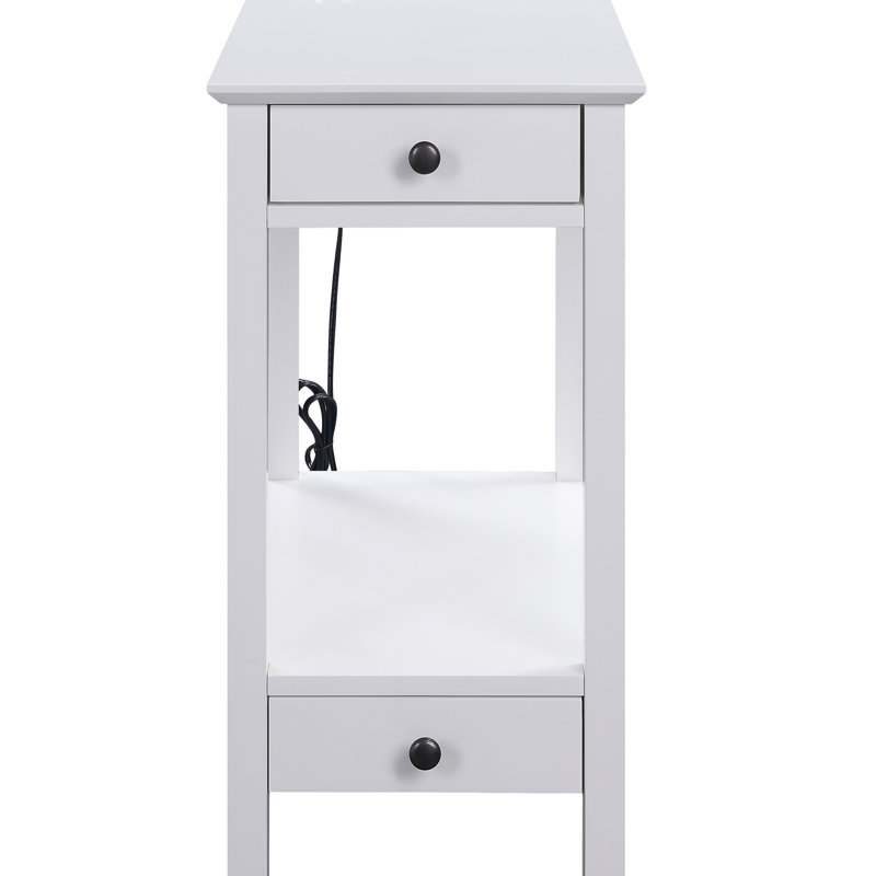 Table d'appoint Byzad à finition blanche avec USB