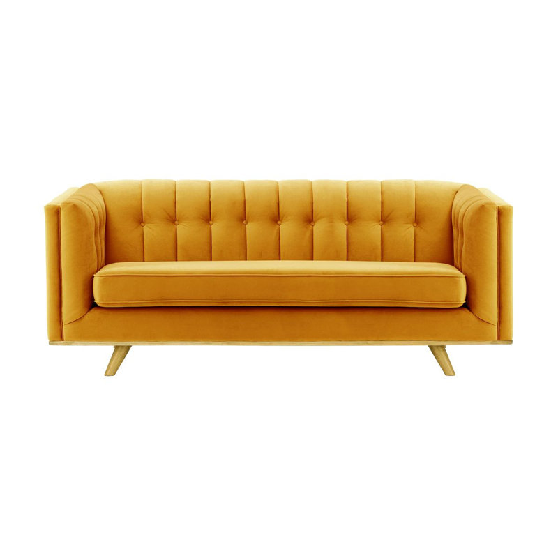 Badnath 3 Seater Velvet Sofa, Yellow