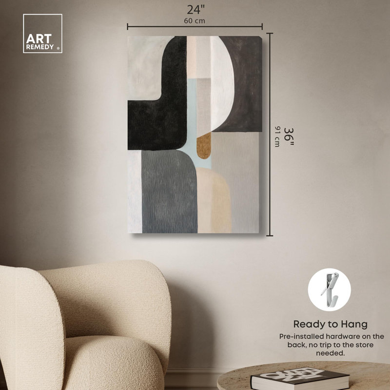Art géométrique «Boho» par Art Remedy, H 36 po x l 24 po, Toile tendue