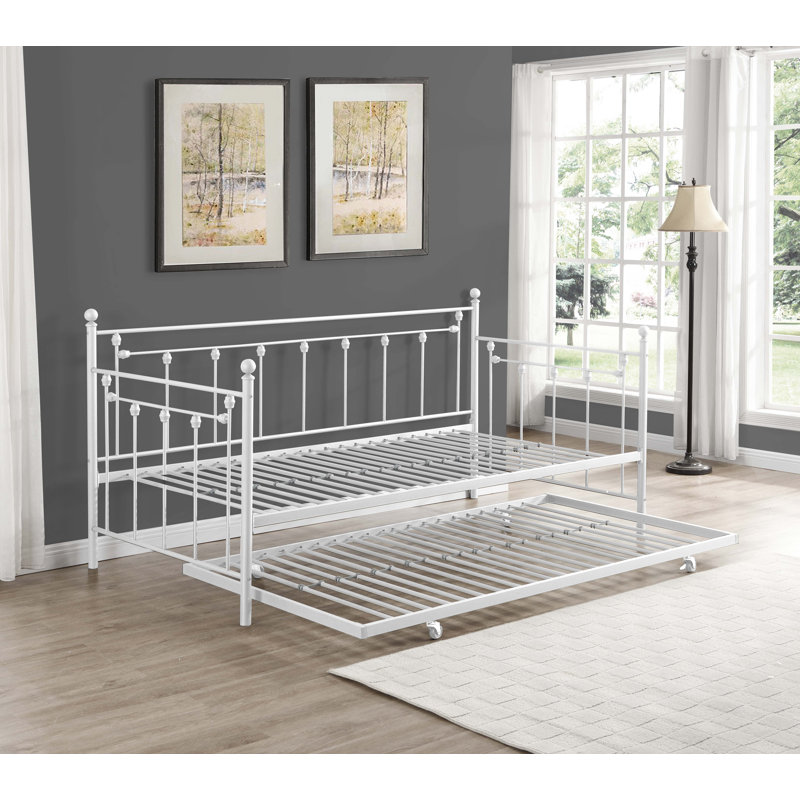 Lit de jour en métal de style victorien avec couchette simple Vandemark Yother, Blanc
