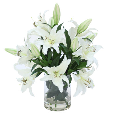 Silk Lillies Arrangement in Planter