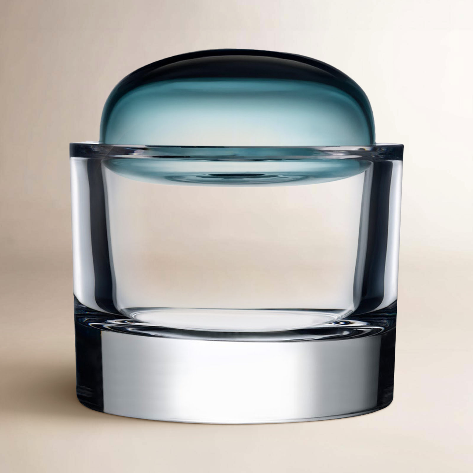 Ecrin Lead Free Crystal Jar, Petroleum Green, 7.2" H x 5.7" W x 5.7" D