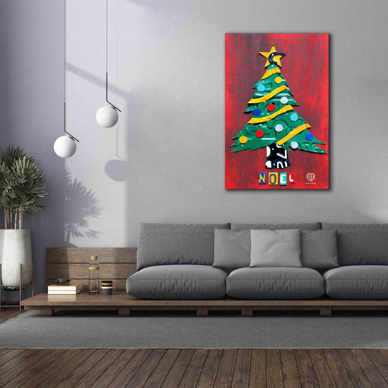 "Noel Christmas Tree Plate Art" par Design Turnpike, H 60 po x l 40 po x P 1,5 po