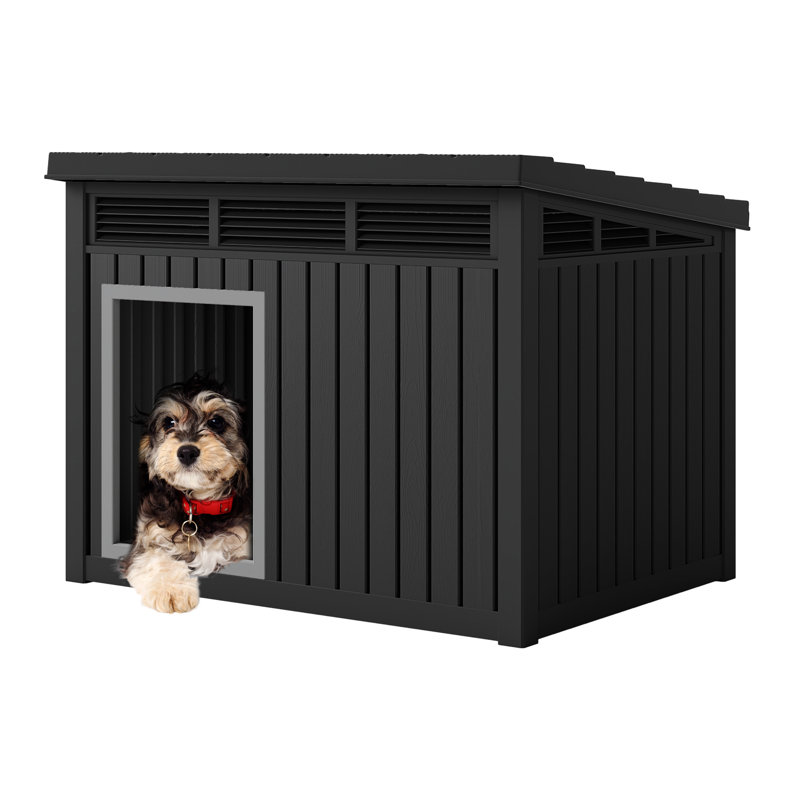 Niche pour chien moderne d'intérieur / extérieur avec toit relevable, Noir