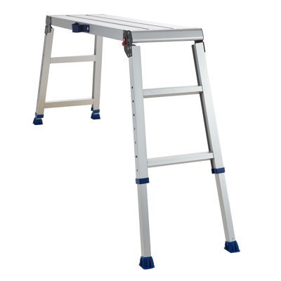 Folding Work Platform, Adjustable Height 23-34.5 in, 40 x 12 in Aluminum Step Stool, 500 lbs Load Capacity, Heavy Duty Non-Slip Platform Ladder, Portable Work Bench for Painting, Maintenance