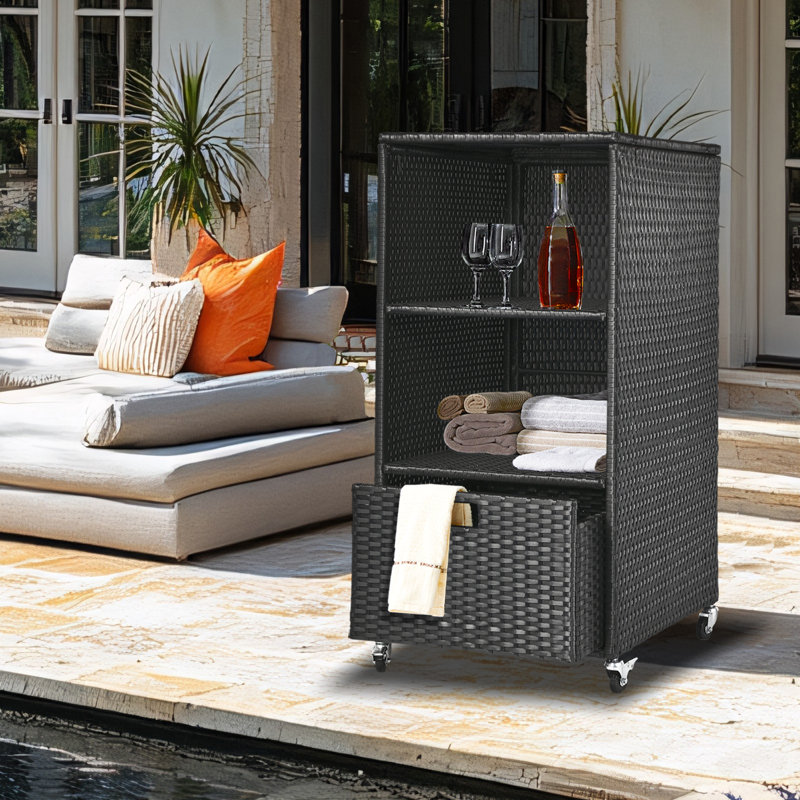 Outdoor Towel Rack for Pool Outdoor Pool Towel Storage Cabinet Black