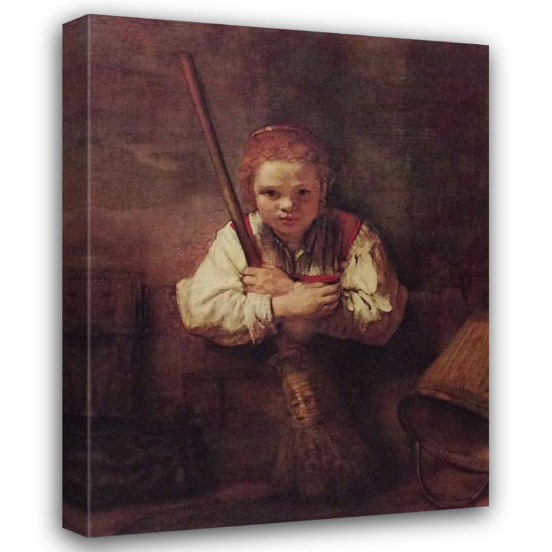 A Girl with a Broom, 37" H x 28" W