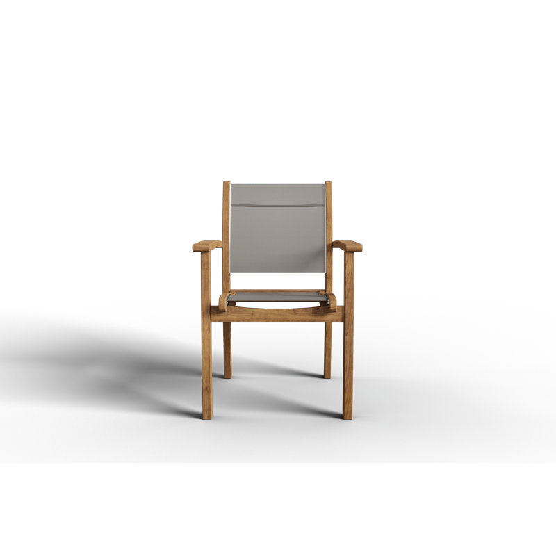 Chaise de patio empilable en teck, Taupe / Naturel
