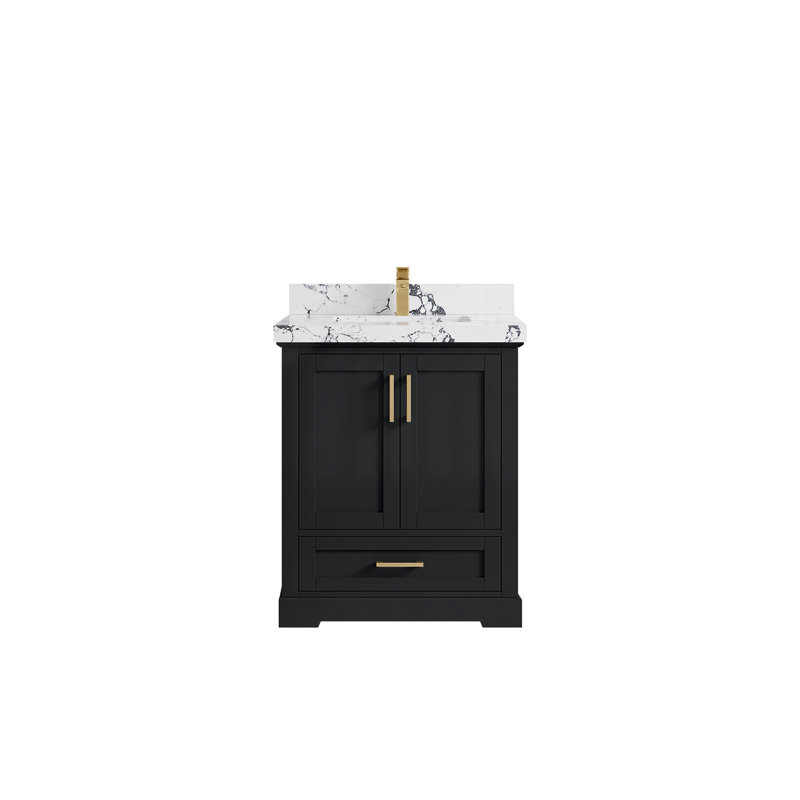 Boston 30 po X P 22 po D Meuble-lavabo simple en fer forgé avec 2 quartz, Viola nuit