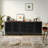 Cabinet With Slatted Grille Striped Door, Modern Style Cabinet, High-Quality MDF And Metal Leg