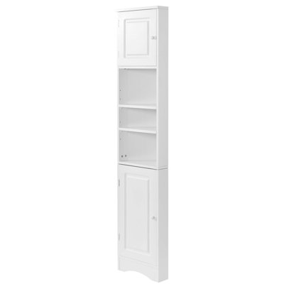 Corner Cabinet for Bathroom Storage with Two Doors, Adjustable Shelves and Open Shelf, Ideal for Saving Space and Organizing Items