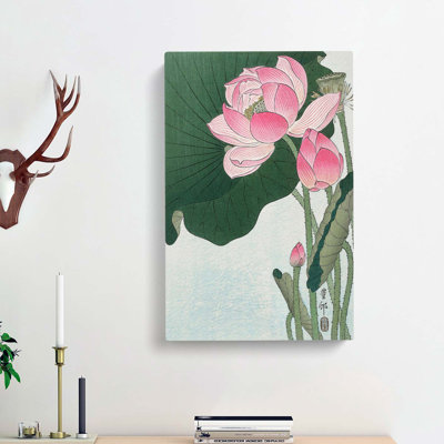 Pink Lotus Flower by Ohara Koson - Wrapped Canvas