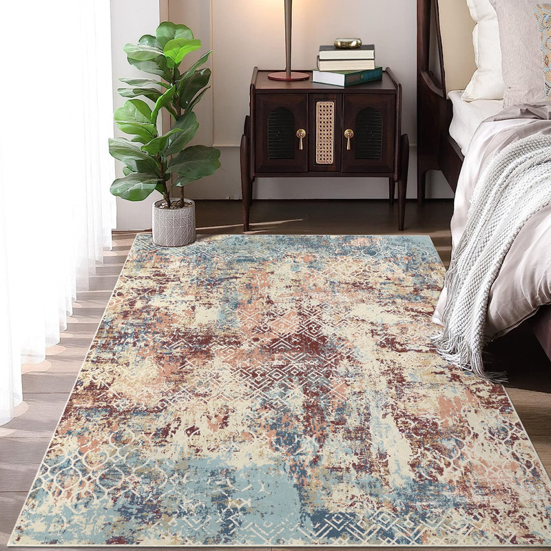 Tapis lavables modernes abstraits, tapis doux pour le salon et la chambre à coucher, Rectangle 8 pi x 10 pi