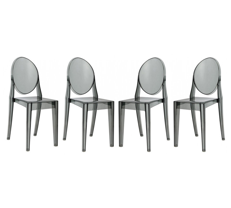 Modholic Ghost Dining Chair, Smoke Gray (Set Of 4), Smoke Gray, 4