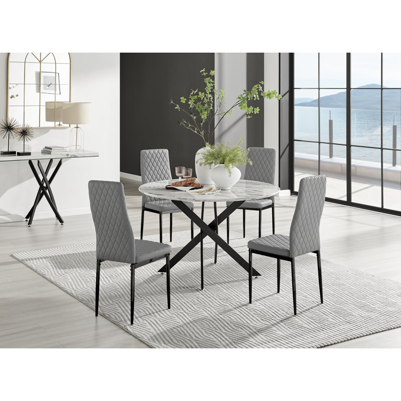 4 - Person Dining Set, Grey/Black