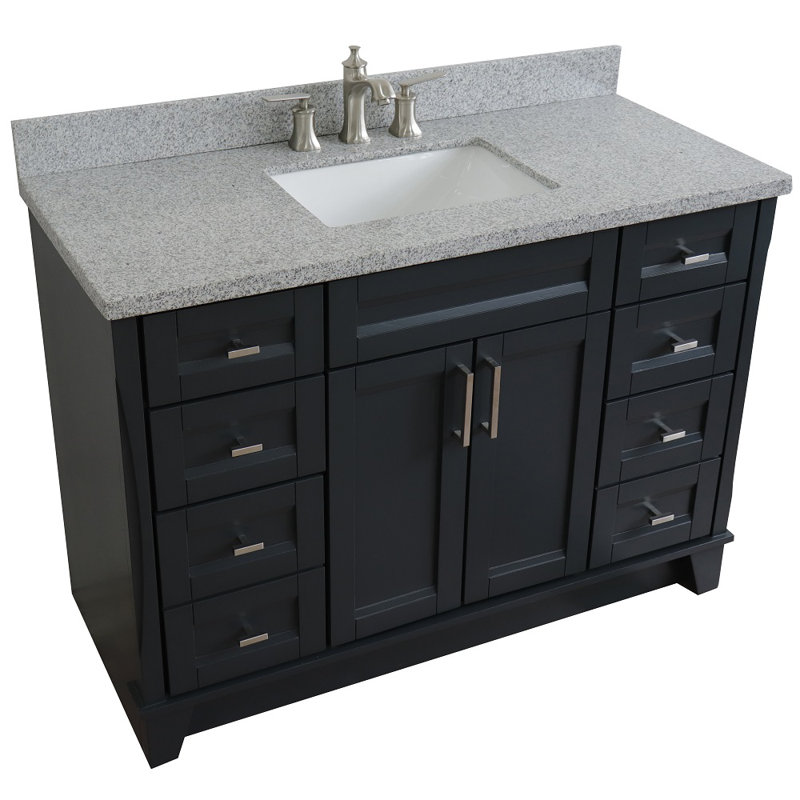 Romine 49'' Single Bathroom Vanity with Granite Top, Gray