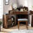 Corner Makeup Vanity with Tri-Fold LED Mirror and Comfy Stool
