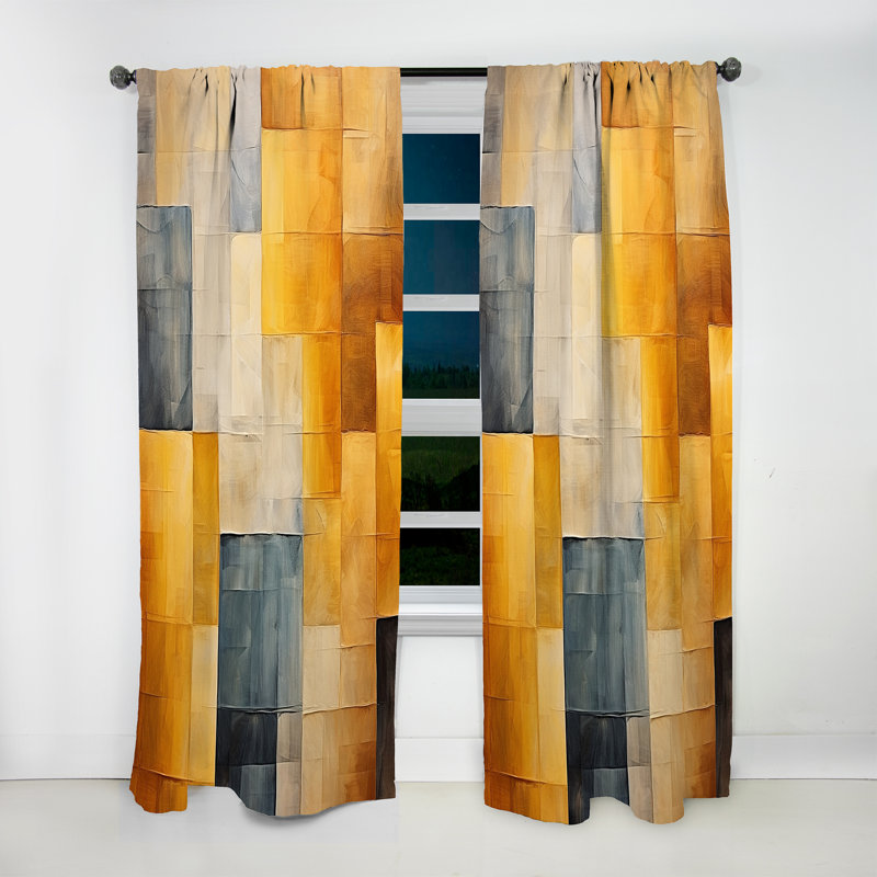 Topaz Tessellation - Abstract Shapes Curtain - Velvet Room Darkening - 1 Panel, 52" W x 108" L