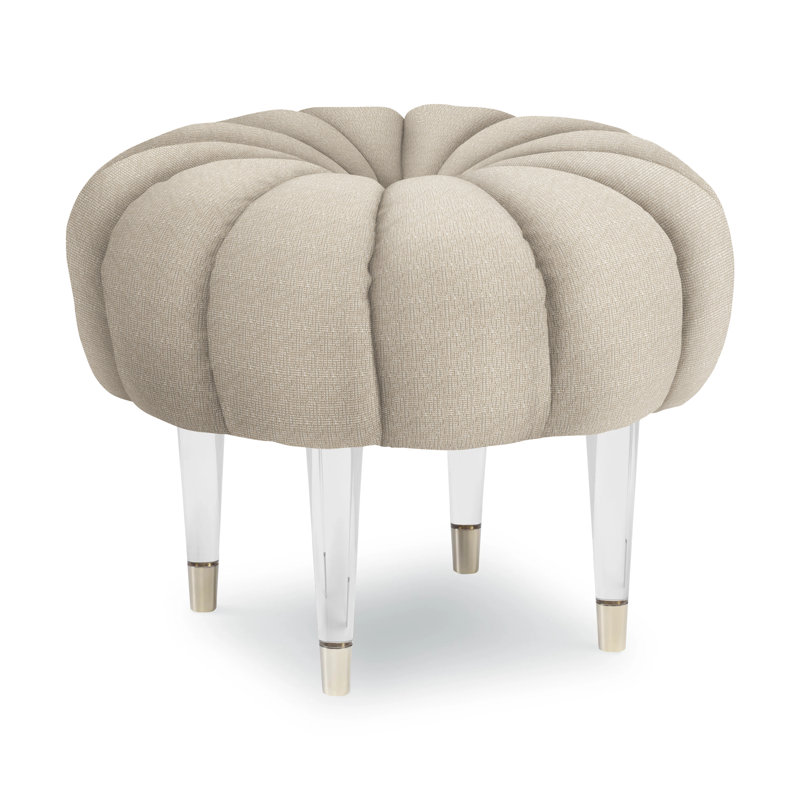Oops A Daisy Upholstered Ottoman, Stepping Stones Ivory