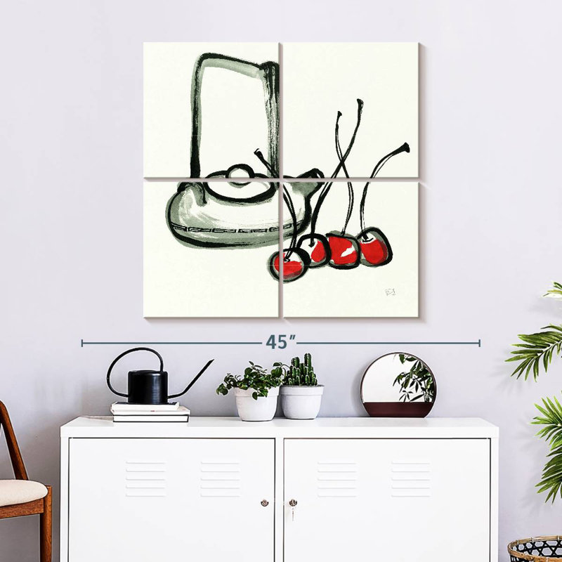 Yarlin thé et cerises, H 32 po x l 32 po