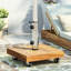 Base de parasol robuste - Finition et tube en acier inoxydable avec béton 18,05 po x 40 lb