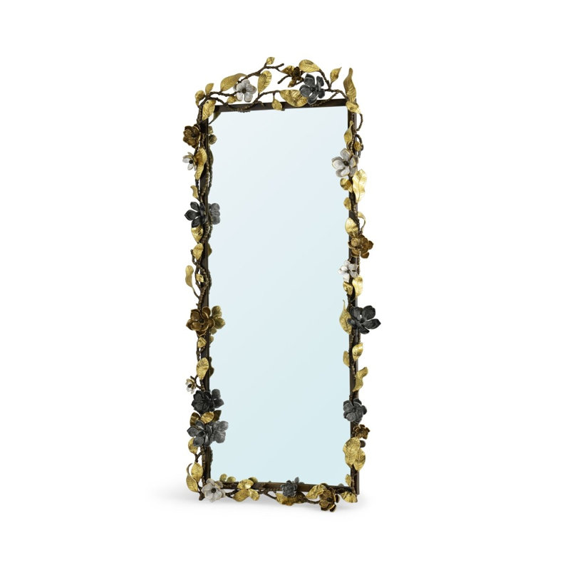 Vintage Bloom Rectangle Brass Framed Dresser Mirror