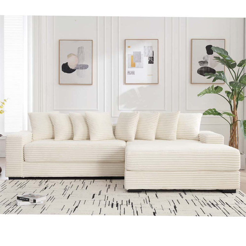 Canapé en L surdimensionné à deux pièces, Beige, Orienté à gauche (vu de face)
