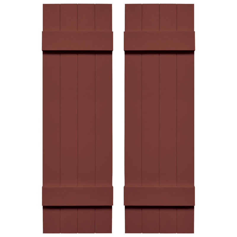 Builders Edge, volets sur mesure TailorMade jointés, volets Board-n-Batten, avec volets à volets, Rouge bourgogne, 33"