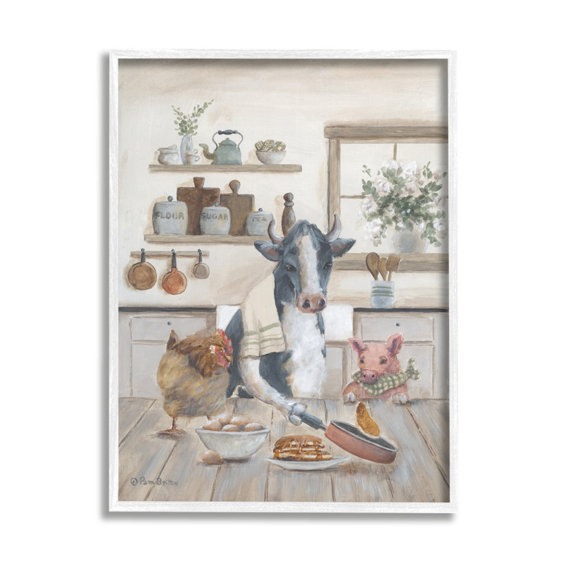 «Farm Farms In Kitchen» encadré sur bois par Pam Britton, peinture, H 14 po x l 11 po x P 1,5 po