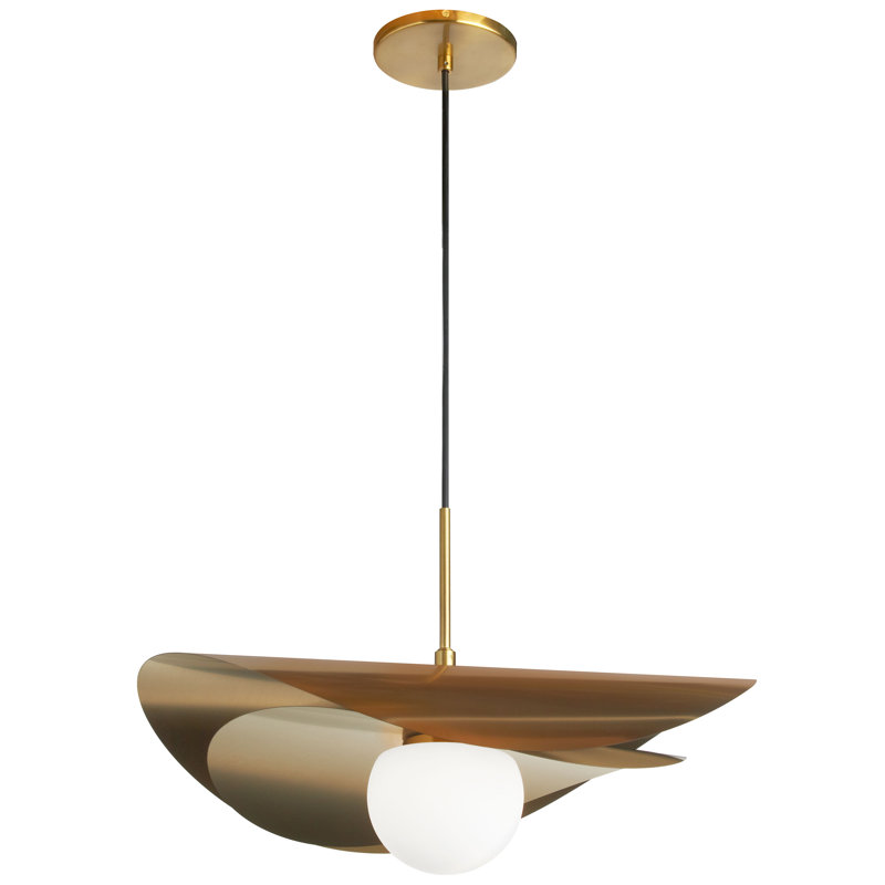 Luminaire suspendu simple à 1 lumière Yamini, Laiton vieilli