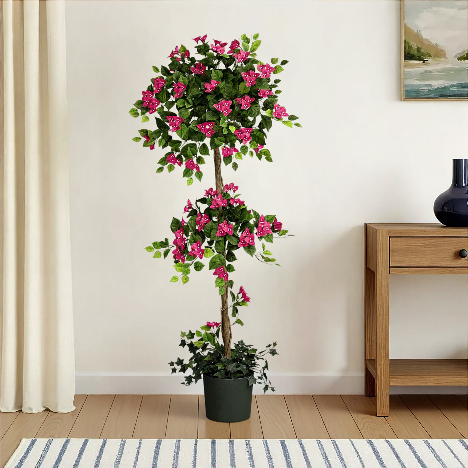 60'' Faux Flowering Topiary in Planter