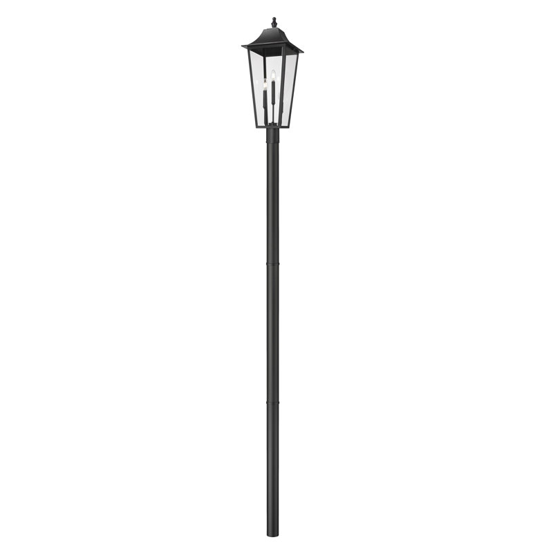 Barling 3 Light Outdoor Post Mount Fixture in Black, 125.5'' H x 12'' W x 12'' D