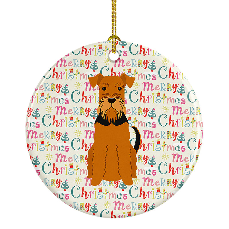 Ornement suspendu Merry Christmas Airedale