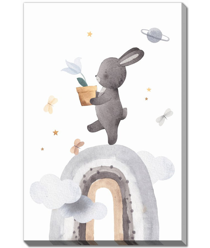 Bunny Rainbow Canvas Wall Art, No Frame, 28" H x 22" W x 1.5" D