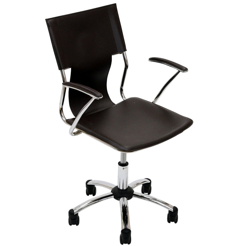 Fauteuil de bureau réglable plaqué en chrome Studio, Brun