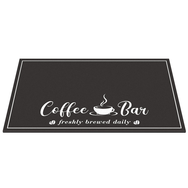 Tapis de café absorbant, tapis de séchage de vaisselle tendance pour comptoir de cuisine, accessoires de bar à café, support à vaisselle pour machine à espresso, 16 po x 24 po, noir