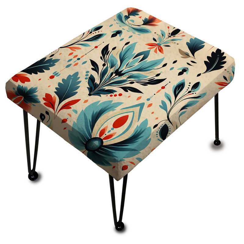 Teal And Beige Ikat Mosaic Fusion - Ikat Rectangle Ottoman