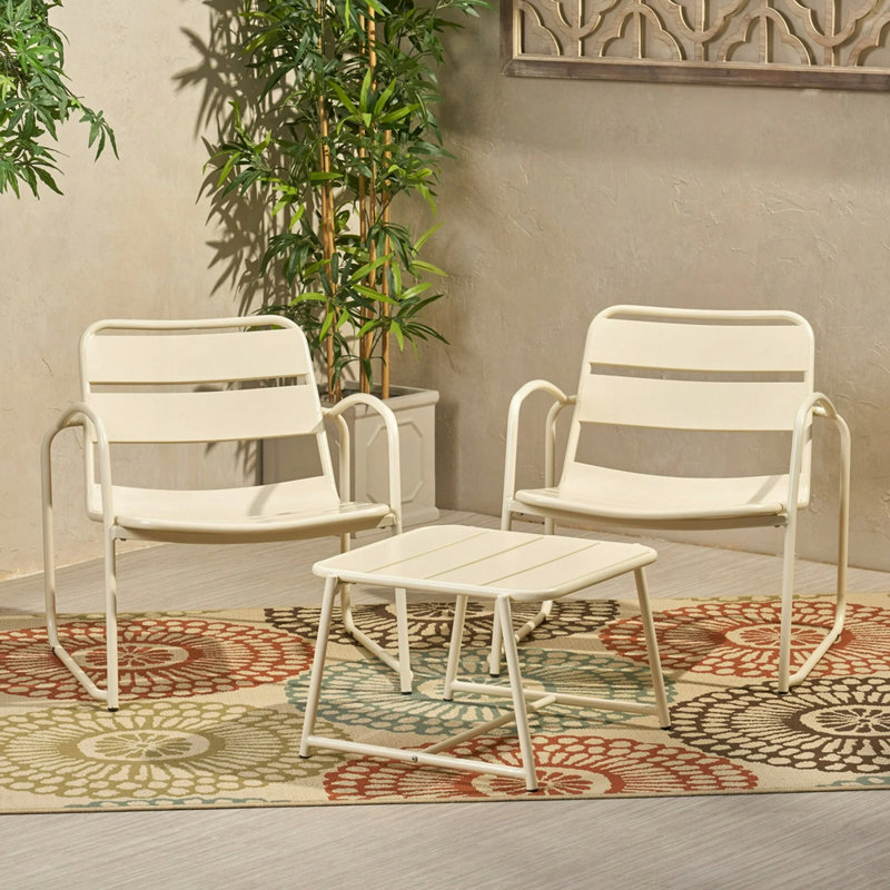 Ensemble charmant de table et chaises de patio pour une détente ultime, Blanc mat