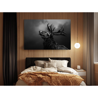 Portrait noir et blanc d'un élan sur toile de haute qualité - décoration murale fabriquée à la main - art élégant - cadeau - décoration murale