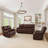 Jackson 59.4" Wide Modern And Upholstered Leather Manual Reclining Loveseat Sofa, 2-Seater Recliner Couch-1255423391