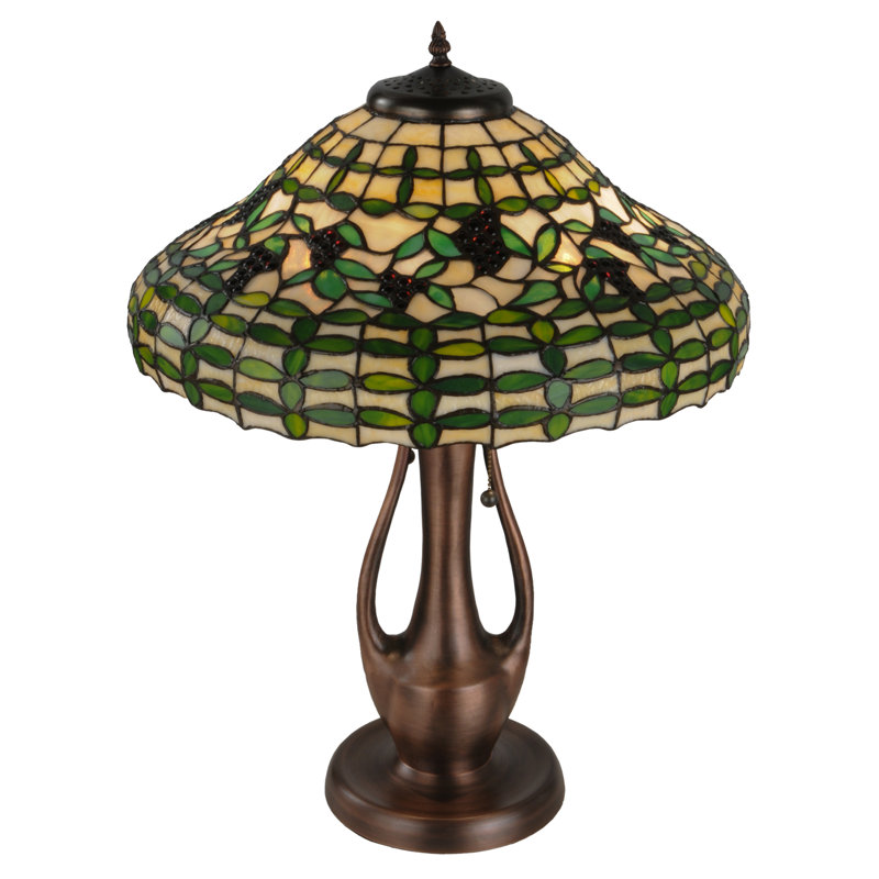 27" Multicolor Stained Glass and Bronze Table Lamp