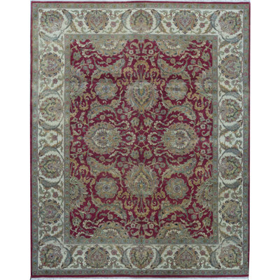 Tapis rouge et or de haute qualité noué à la main