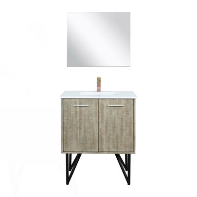 30 po X P 20 po De salle de bain rustique avec plateau en marbre de culture, robinet en or rose et Miroir